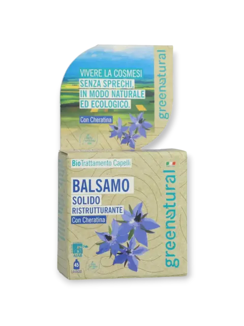 Твърд балсам за коса с Кератинови пептиди, 40 г Greenatural