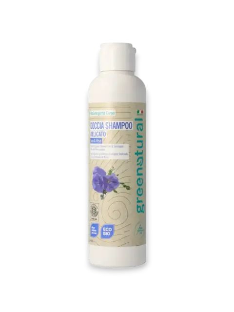 Душ гел и шампоан 2в1 Лен и Ориз Greenatural