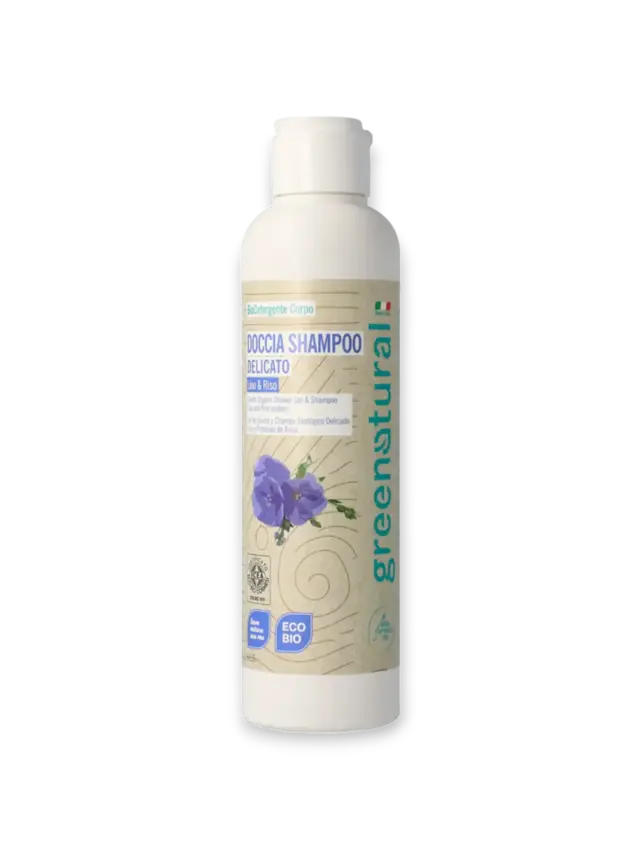 Душ гел и шампоан 2в1 Лен и Ориз Greenatural