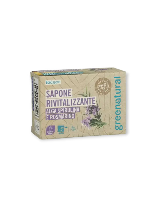 Ревитализиращ сапун Спирулина и розмарин 100 г Greenatural