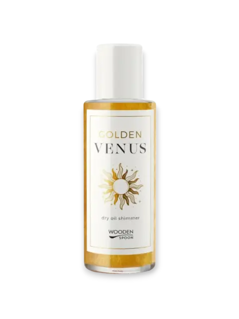 Сухое блестящее масло для тела Golden Venus, деревянная ложка