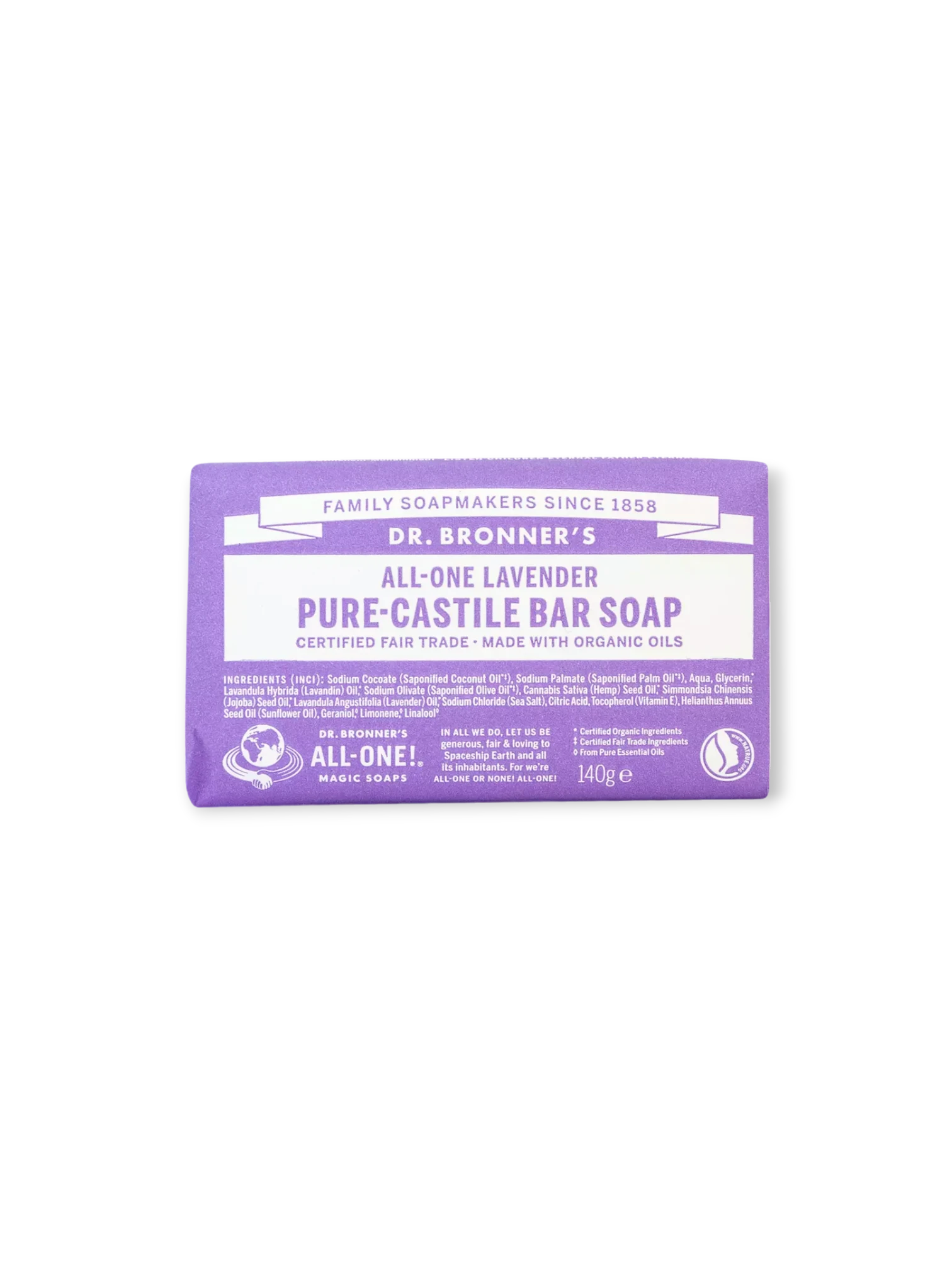 Чист кастилски сапун - Лавандула 140 г Dr.Bronner`s