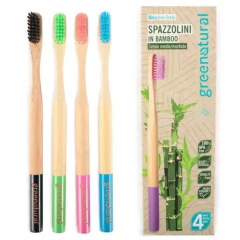 Экологичные бамбуковые зубные щетки Greenatural, 4 штуки