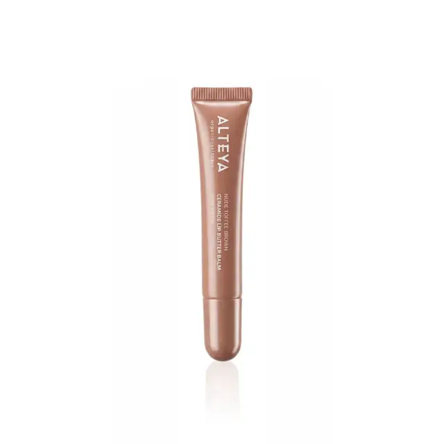 Био гланц за устни серамиди NUDE TOFFEE Alteya Organics, натурален блясък за устни, хидратация и подхранване, козметика за устни.