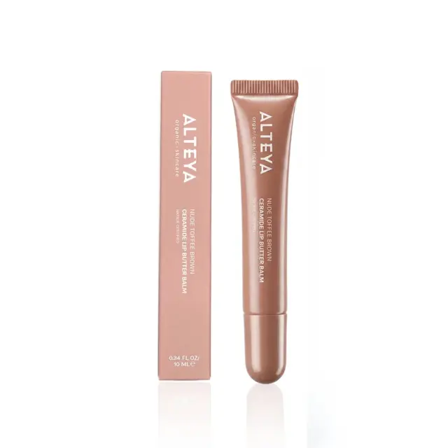 Био гланц за устни серамиди NUDE TOFFEE BROWN от Alteya Organics, хидратиращ и подчертаващ устните, подходящ за ежедневна употреба.