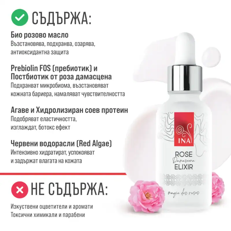 Интензивен Anti-Age Серум за лице - Rose Elixir InaEssentials - Image 3